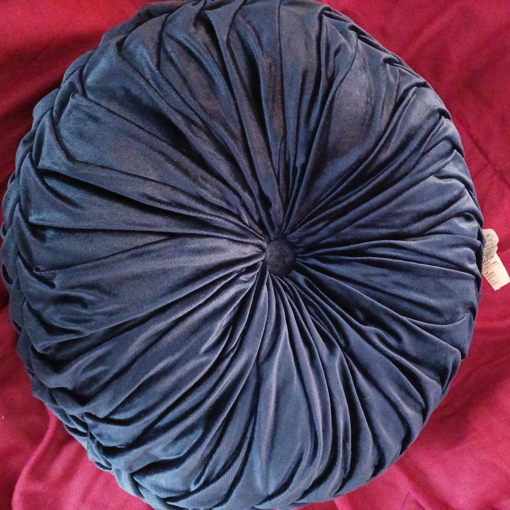 Luxurious Blue Velvet Round Pillow